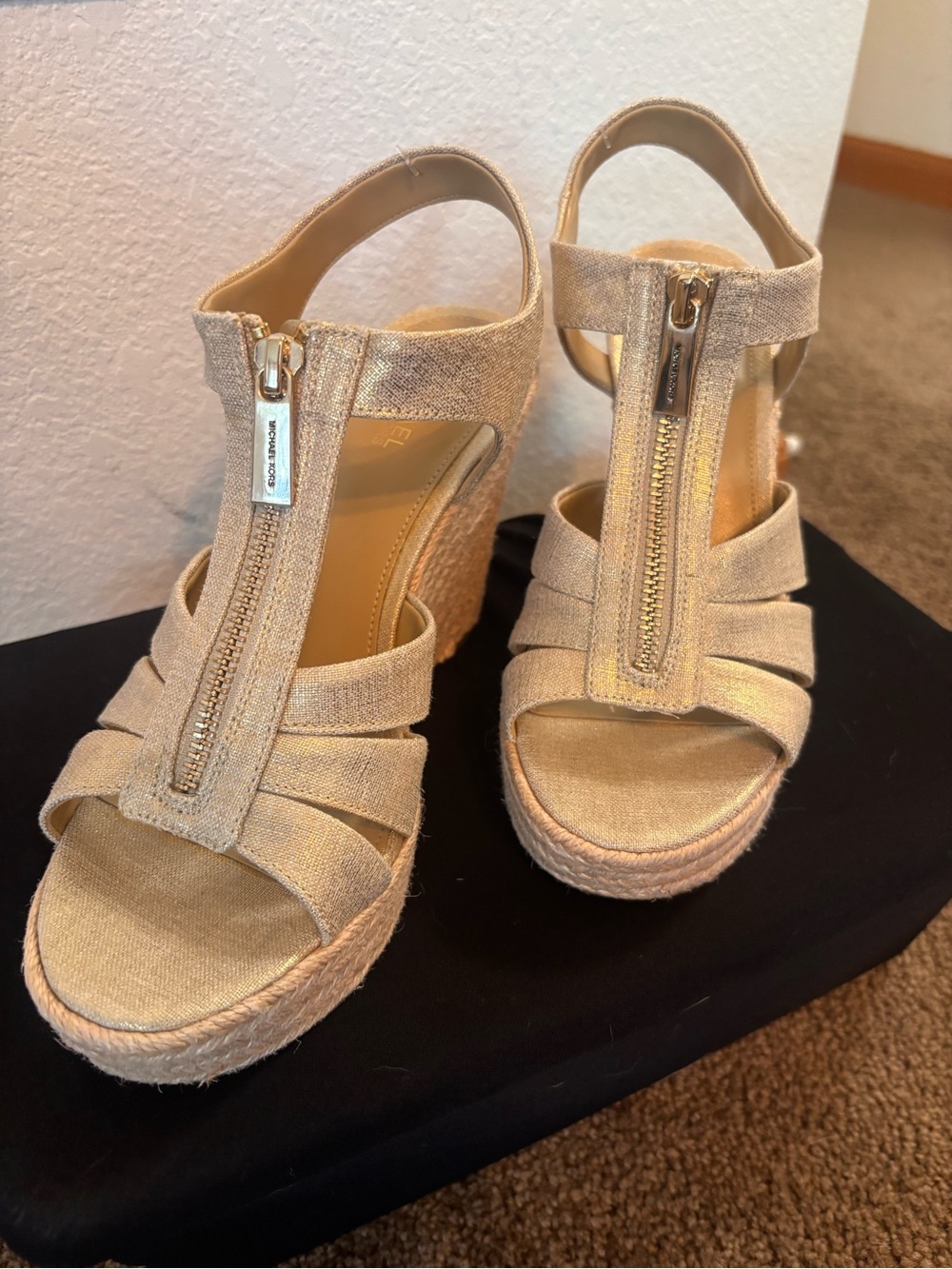 Michael Kors Berkley Platform Wedge Sandals Pale